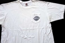 画像1: 00s USA製 HARLEY-DAVIDSON ハーレー ダビッドソン HORSEPOWER 両面プリント コットン ポケットTシャツ 白 2XL (1)