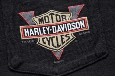 画像5: 90s USA製 Hanes HARLEY-DAVIDSON ハーレー ダビッドソン LASVEGAS 両面プリント コットン ポケットTシャツ 黒 L (5)