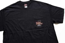 画像1: 00s USA製 Hanes HARLEY-DAVIDSON ハーレー ダビッドソン EasternShore 両面プリント コットン ポケットTシャツ 黒 XL (1)