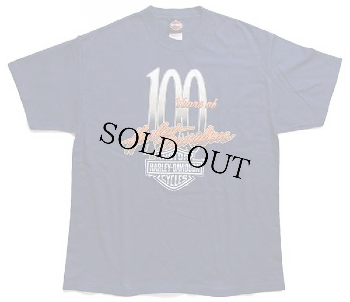 画像2: 00s USA製 Hanes HARLEY-DAVIDSON ハーレー ダビッドソン 100Years HAL'S 両面プリント コットンTシャツ 紺 L (2)