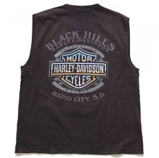 画像3: 00s USA製 HARLEY-DAVIDSON ハーレー ダビッドソン BLACK HILLS 両面プリント コットン ノースリーブTシャツ 黒 L (3)