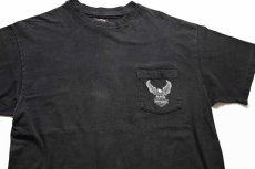 画像1: 90s USA製 Hanes HARLEY-DAVIDSON ハーレー ダビッドソン BIRMINGHAM 両面プリント コットン ポケットTシャツ 黒 L (1)