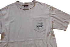 画像1: 00s USA製 HARLEY-DAVIDSON ハーレー ダビッドソン SCHAEFFER'S 両面プリント コットン ポケットTシャツ グレーベージュ L (1)