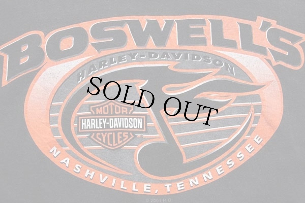 画像4: 00s USA製 Hanes HARLEY-DAVIDSON ハーレー ダビッドソン BOSWELL'S 両面プリント コットンTシャツ 黒 XL (4)