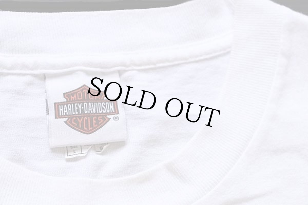画像6: USA製 HARLEY-DAVIDSON ハーレー ダビッドソン BAKERSFIELD スカル 両面プリント コットンTシャツ 白 L (6)