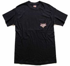 画像2: 90s USA製 Hanes HARLEY-DAVIDSON ハーレー ダビッドソン LASVEGAS 両面プリント コットン ポケットTシャツ 黒 L (2)