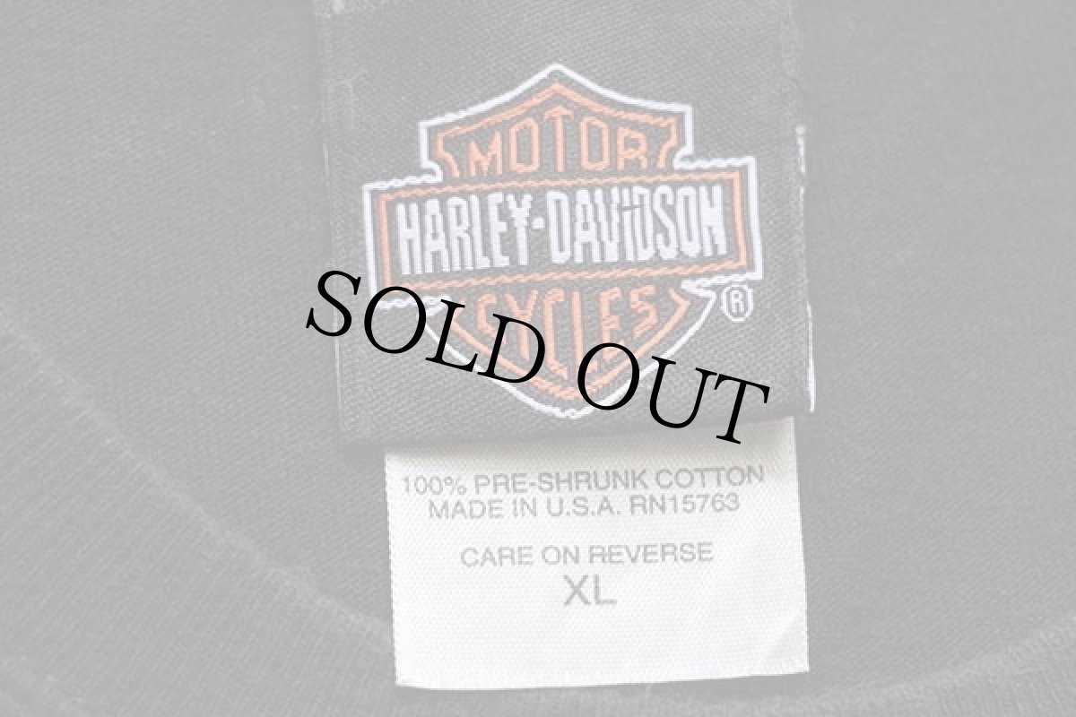 画像6: 00s USA製 Hanes HARLEY-DAVIDSON ハーレー ダビッドソン EasternShore 両面プリント コットン ポケットTシャツ 黒 XL (6)