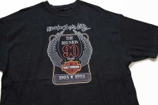 画像1: 90s HARLEY-DAVIDSON ハーレー ダビッドソン 90YEARS 両面プリント コットンTシャツ 黒 (1)