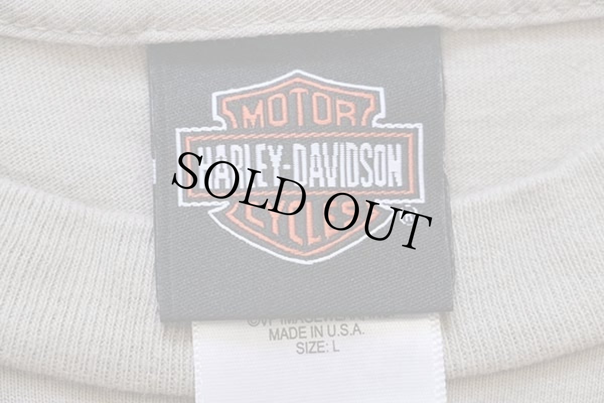 画像6: 00s USA製 HARLEY-DAVIDSON ハーレー ダビッドソン SCHAEFFER'S 両面プリント コットン ポケットTシャツ グレーベージュ L (6)