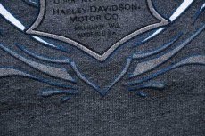 画像4: 00s USA製 Hanes HARLEY-DAVIDSONハーレー ダビッドソン フレイムス 両面プリント 長袖Tシャツ グリーングレー XL★ファイヤーパターン (4)