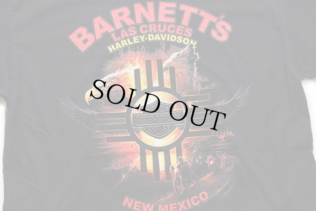画像4: 00s USA製 HARLEY-DAVIDSON ハーレー ダビッドソン BARNETT'S スカル 両面プリント コットンTシャツ 黒 L (4)