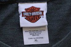 画像6: 00s USA製 Hanes HARLEY-DAVIDSONハーレー ダビッドソン フレイムス 両面プリント 長袖Tシャツ グリーングレー XL★ファイヤーパターン (6)