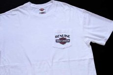 画像1: HARLEY-DAVIDSON ハーレー ダビッドソン GENUINE エンジン 両面プリント コットン ポケットTシャツ 白 XL (1)