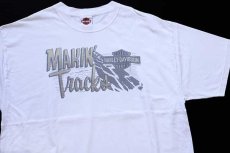 画像1: 00s USA製 Hanes HARLEY-DAVIDSON ハーレー ダビッドソン MAKIN' Tracks 海賊 両面プリント コットンTシャツ 白 XL (1)