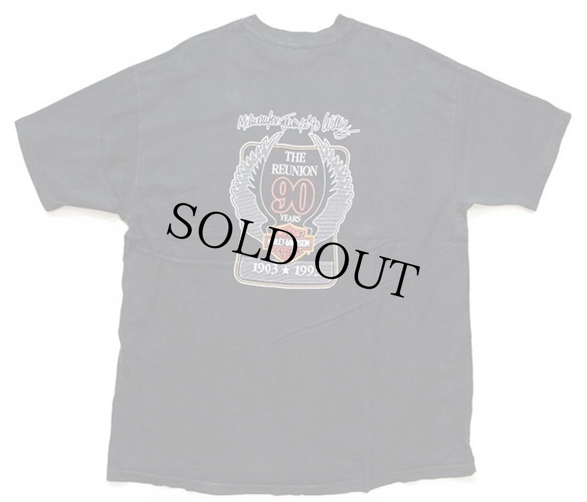 画像3: 90s HARLEY-DAVIDSON ハーレー ダビッドソン 90YEARS 両面プリント コットンTシャツ 黒 (3)