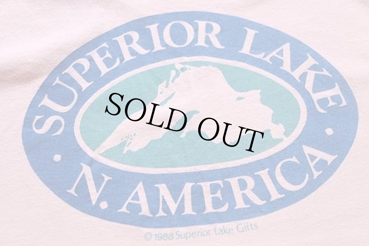 画像3: 80s USA製 SUPERIOR LAKE N.AMERICA コットンTシャツ ピンク L (3)
