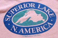 画像3: 80s USA製 SUPERIOR LAKE N.AMERICA コットンTシャツ ピンク L (3)