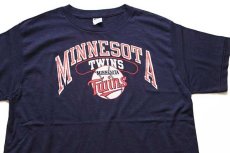 画像1: 80s USA製 Championチャンピオン MLB MINNESOTA TWINS Tシャツ 紺 XL (1)