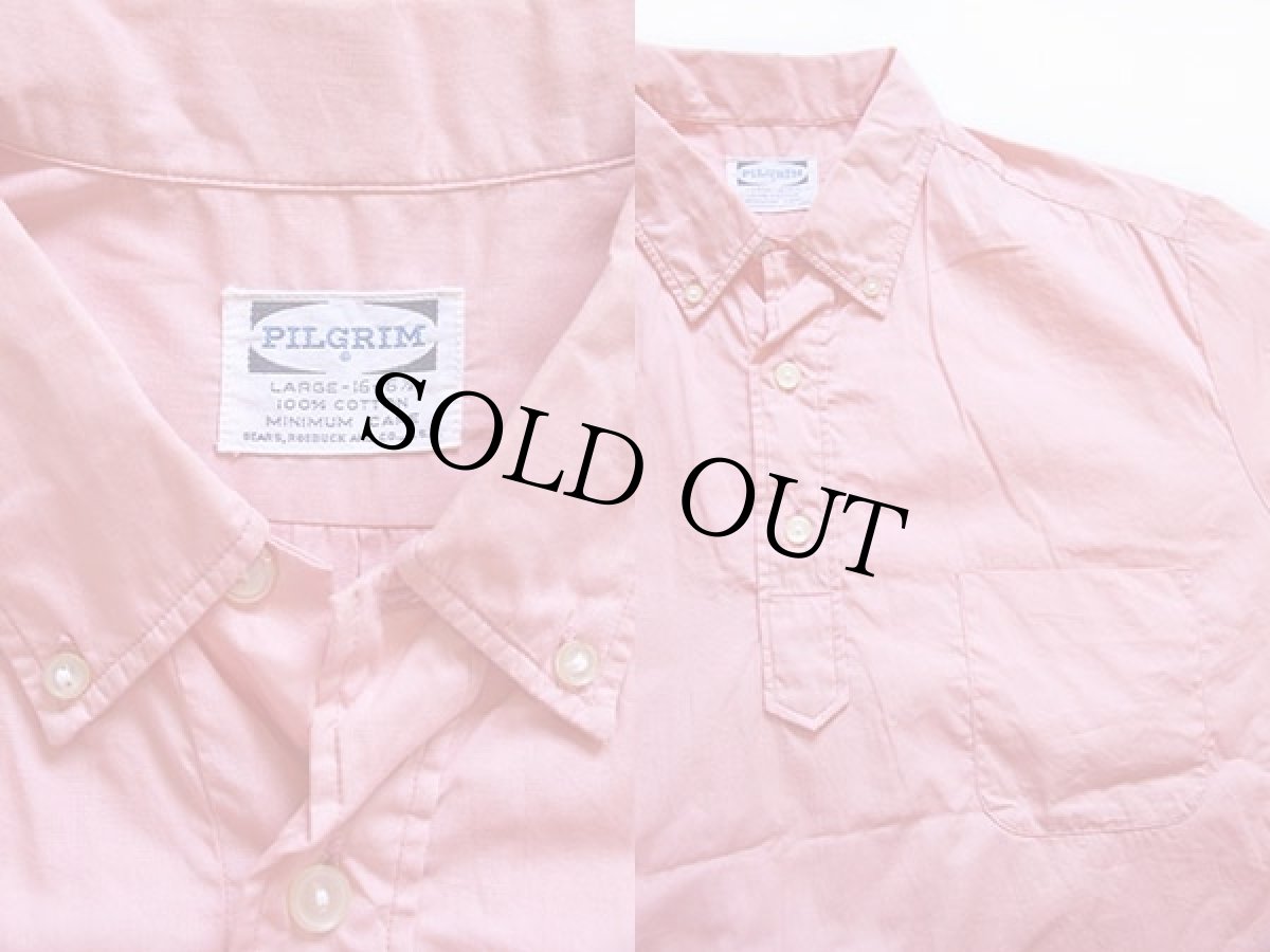 画像3: 60s Pilgrimピルグリム 無地 半袖 三点留め ボタンダウン プルオーバー コットンシャツ ピンク L (3)