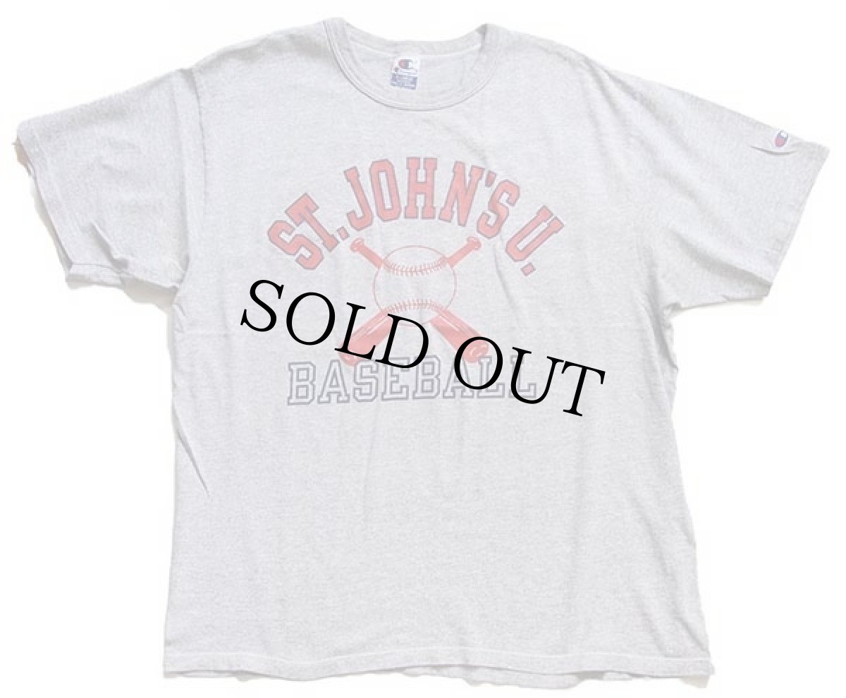 画像2: 90s USA製 Championチャンピオン ST.JOHN'S U. BASEBALL Tシャツ 杢グレー XL (2)