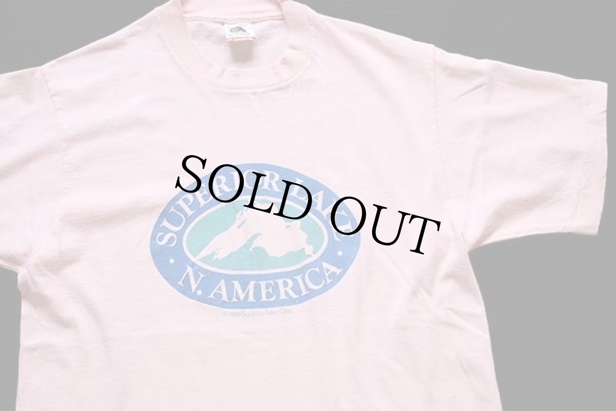 画像1: 80s USA製 SUPERIOR LAKE N.AMERICA コットンTシャツ ピンク L (1)