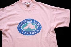 画像1: 80s USA製 SUPERIOR LAKE N.AMERICA コットンTシャツ ピンク L (1)