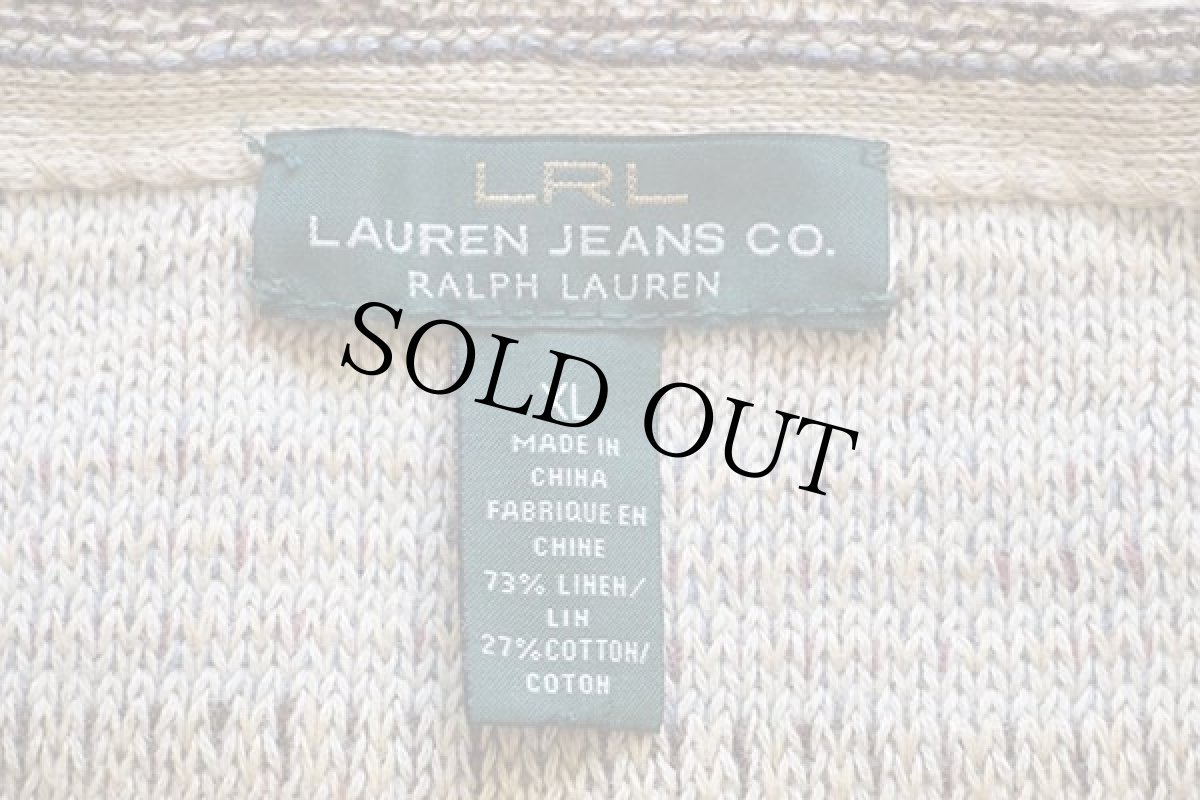 画像3: LAUREN JEANS ラルフローレン ラグ柄 ノースリーブ リネン×コットンニット セーター XL (3)