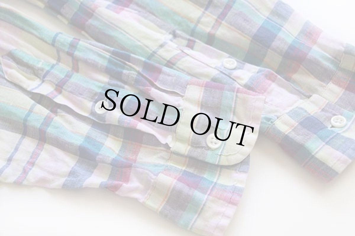 画像4: 00s ラルフローレン マドラスチェック ボタンダウン リネンシャツ パステルカラー L (4)