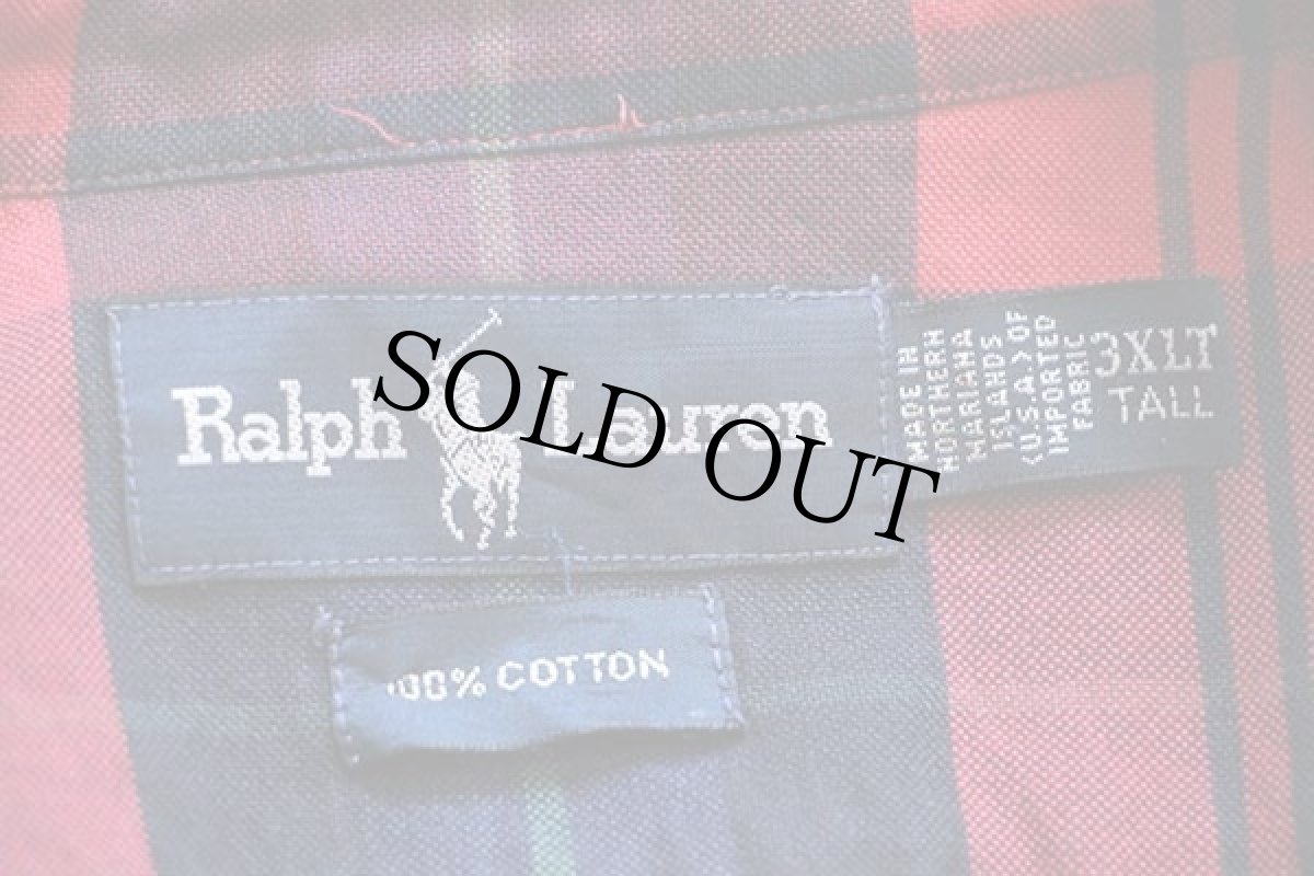 画像4: 90s ラルフローレン タータンチェック ボタンダウン オックスフォード コットンシャツ 3XLT★特大 (4)