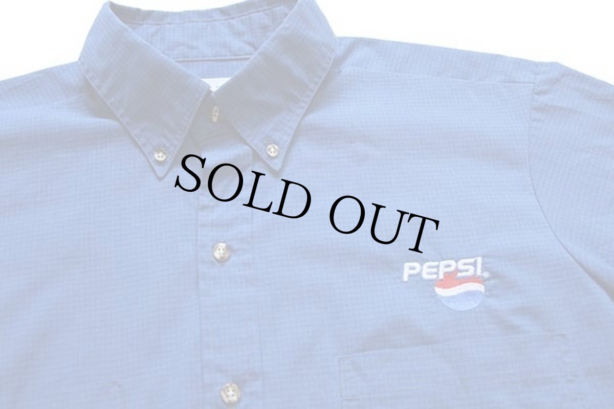 画像3: USA製 RIVERSIDE PEPSI ペプシ コーラ ロゴ刺繍 チェック ボタンダウン 半袖 ワークシャツ 16 (3)