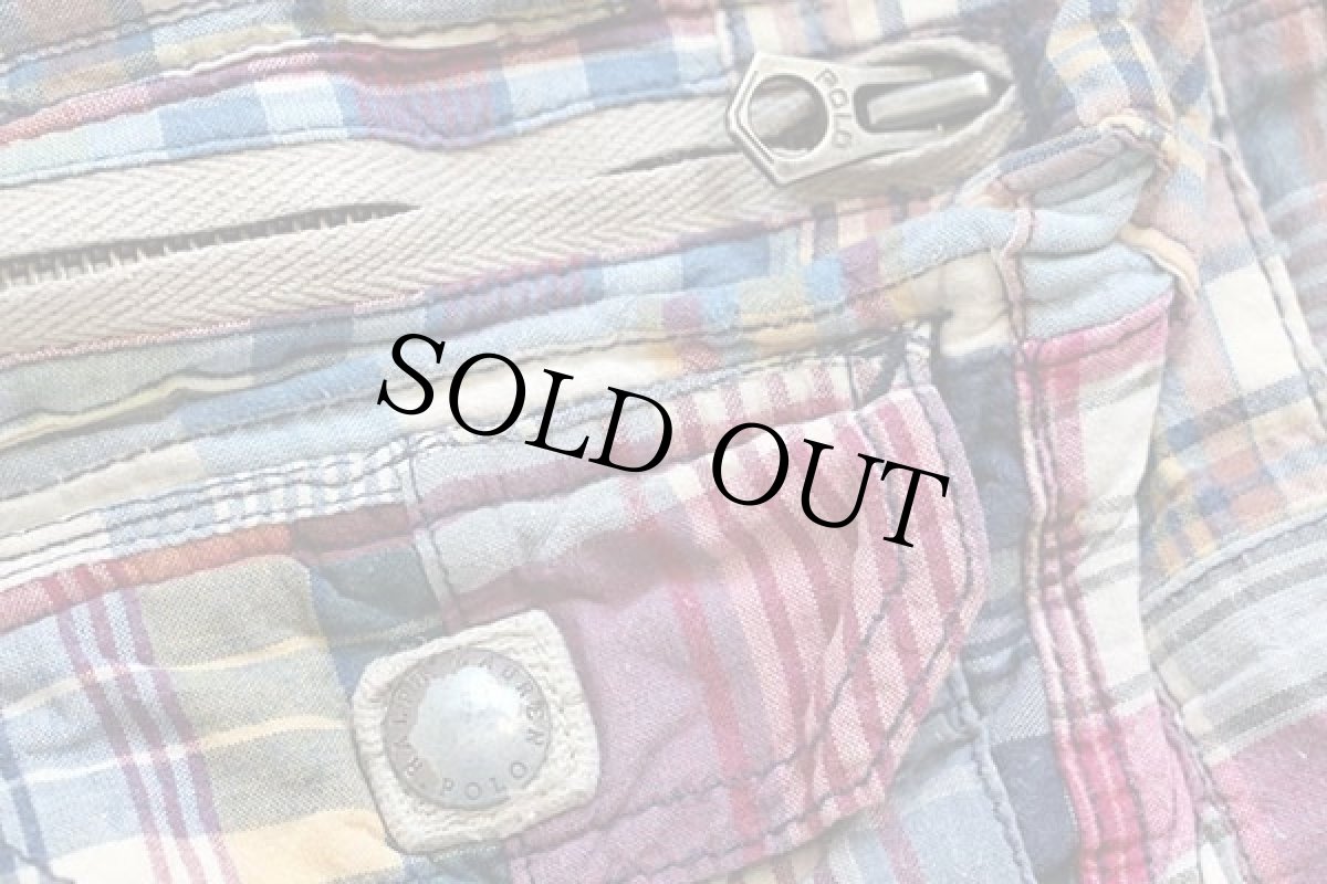 画像5: ポロ ラルフローレン マドラスチェック パッチワーク コットン カーゴ ショートパンツ 33★ショーツ (5)