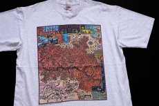 画像1: 90s USA製 GRAND CANYON マップ アート コットンTシャツ 杢ライトグレー XL (1)