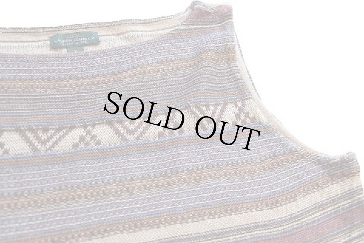 画像4: LAUREN JEANS ラルフローレン ラグ柄 ノースリーブ リネン×コットンニット セーター XL (4)