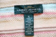 画像4: LAUREN JEANS ラルフローレン ボートネック ラグ柄 七分袖 リネン×コットンニット セーター XL (4)