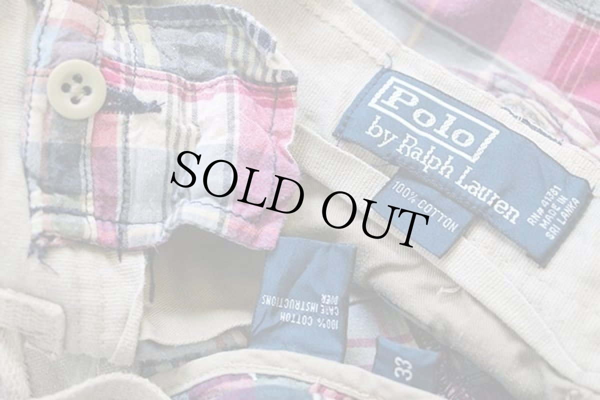 画像4: ポロ ラルフローレン マドラスチェック パッチワーク コットン カーゴ ショートパンツ 33★ショーツ (4)