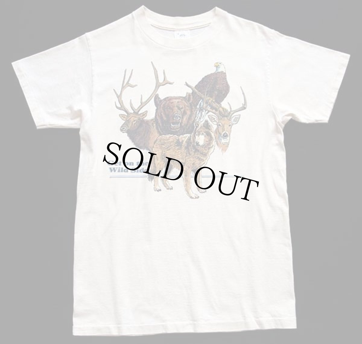 画像2: 80s USA製 Get on the Wild Side アニマル コットンTシャツ 生成り M (2)