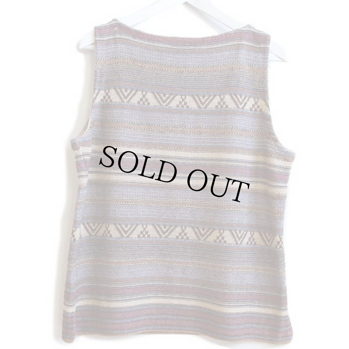 画像2: LAUREN JEANS ラルフローレン ラグ柄 ノースリーブ リネン×コットンニット セーター XL (2)