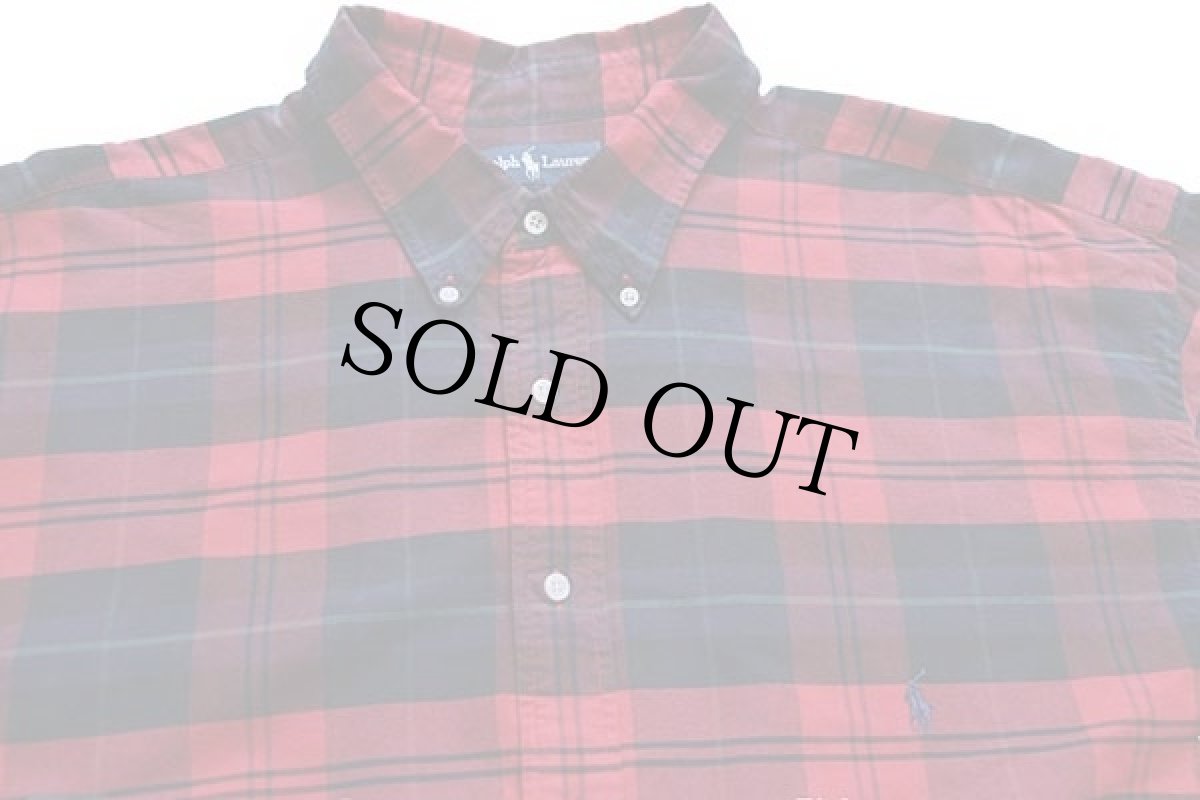 画像3: 90s ラルフローレン タータンチェック ボタンダウン オックスフォード コットンシャツ 3XLT★特大 (3)