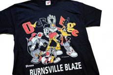 画像1: デッドストック★90s USA製 Warner Bros LOONEY TUNES Over the Edge BURNSVILLE BLAZE コットンTシャツ 黒 M (1)