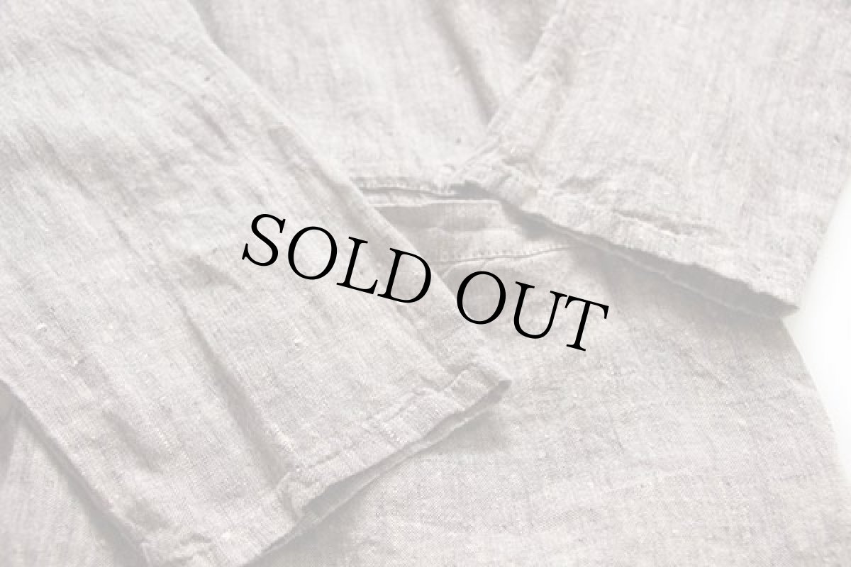 画像5: 90s リトアニア製 FLAXフラックス 無地 ネップ入り リネンジャケット 杢グレーベージュ S (5)