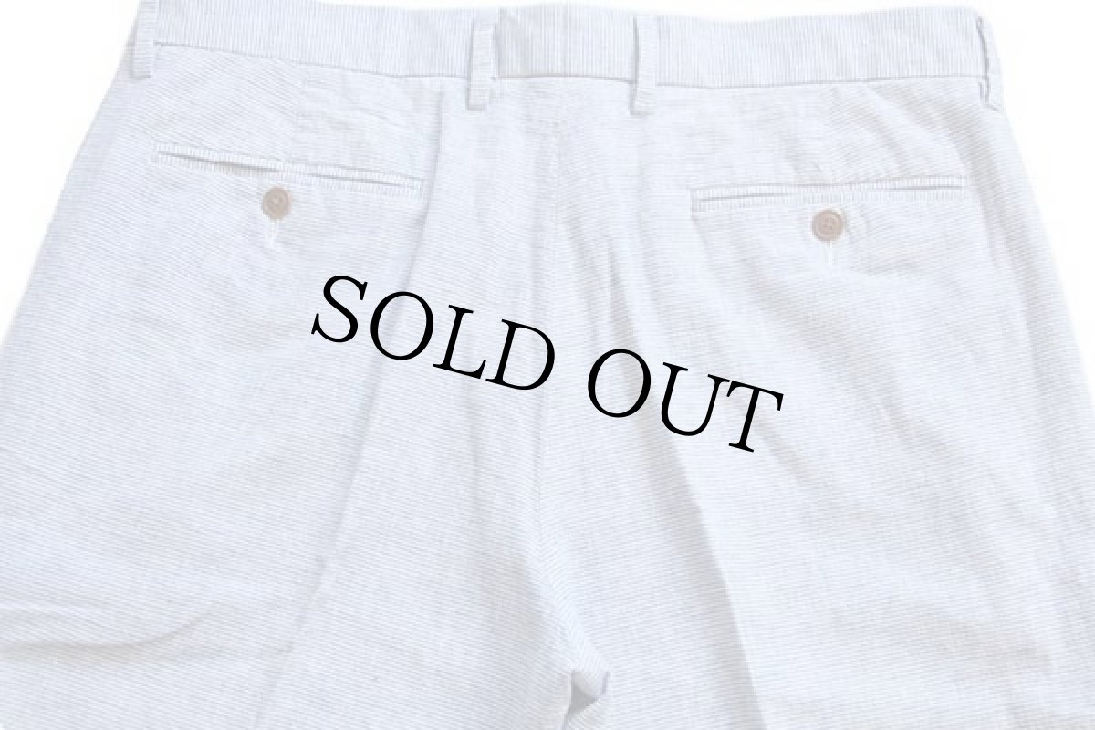 画像5: J.CREW ピンボーダー スラックス リネン×コットンパンツ w34 L32 (5)