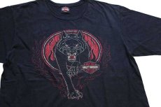 画像1: HARLEY-DAVIDSON ハーレー ダビッドソン Big Sky ウルフ 両面プリント コットンTシャツ 黒 XL (1)