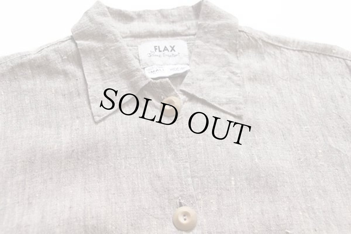 画像3: 90s リトアニア製 FLAXフラックス 無地 ネップ入り リネンジャケット 杢グレーベージュ S (3)