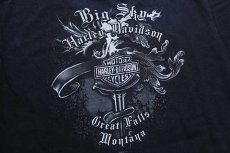 画像4: HARLEY-DAVIDSON ハーレー ダビッドソン Big Sky ウルフ 両面プリント コットンTシャツ 黒 XL (4)