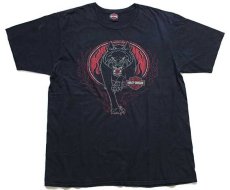 画像2: HARLEY-DAVIDSON ハーレー ダビッドソン Big Sky ウルフ 両面プリント コットンTシャツ 黒 XL (2)