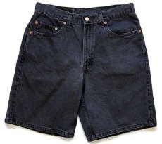 画像1: 90s USA製 Levi'sリーバイス 550 ブラックデニム ショートパンツ w34★ショーツ (1)