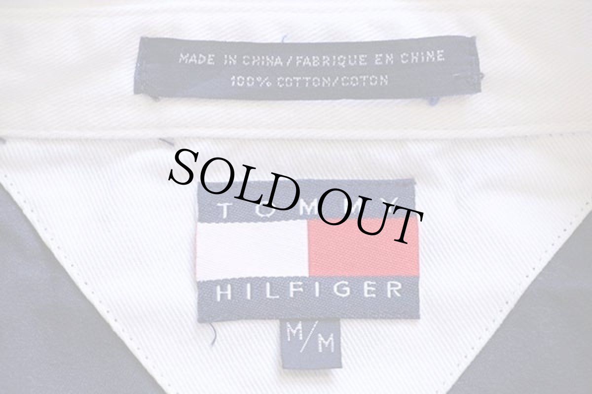 画像4: 90s TOMMY HILFIGERトミーヒルフィガー ワンポイント パネル切り替え プルオーバー コットンシャツ (4)