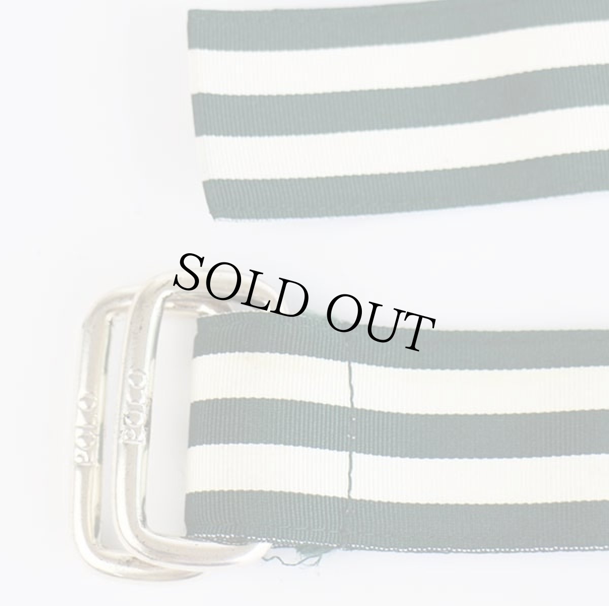 画像2: 90s USA製 ポロ ラルフローレン ストライプ ナイロン リングベルト 緑×白★1428 (2)