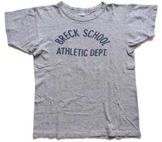 画像2: 70s USA製 Championチャンピオン BRECK SCHOOL ATHLETIC DEPT. 染み込みプリント 88/12 Tシャツ 杢グレー M (2)