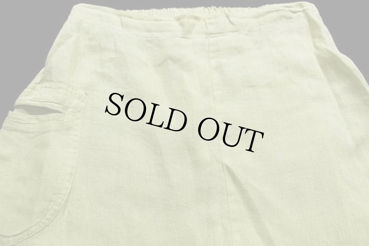 画像3: 90s リトアニア製 FLAX 無地 マキシ丈 リネン スカート 薄黄 S (3)